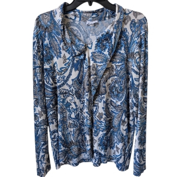 Nikki Tops - Nikki Floral Draped Tie Blouse Size Large